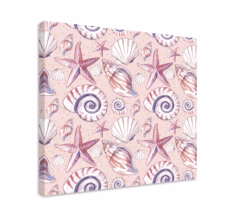 Canvas schilderij marine schelpen en sterrenvis - TenStickers