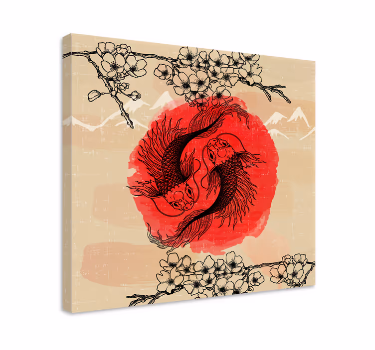 Canvas schilderij vissen Ying yang vissen - TenStickers