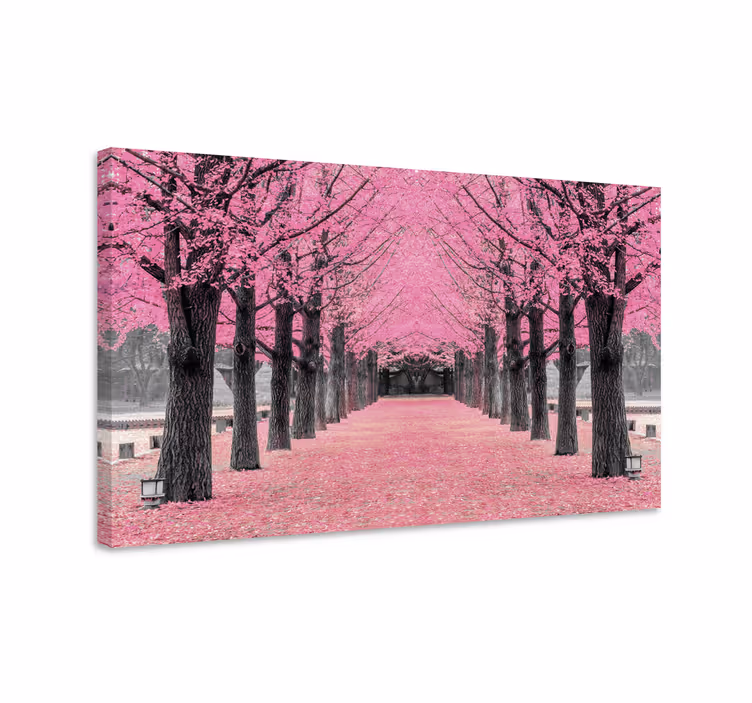 Canvas schilderij hal Roze bomen bos - TenStickers