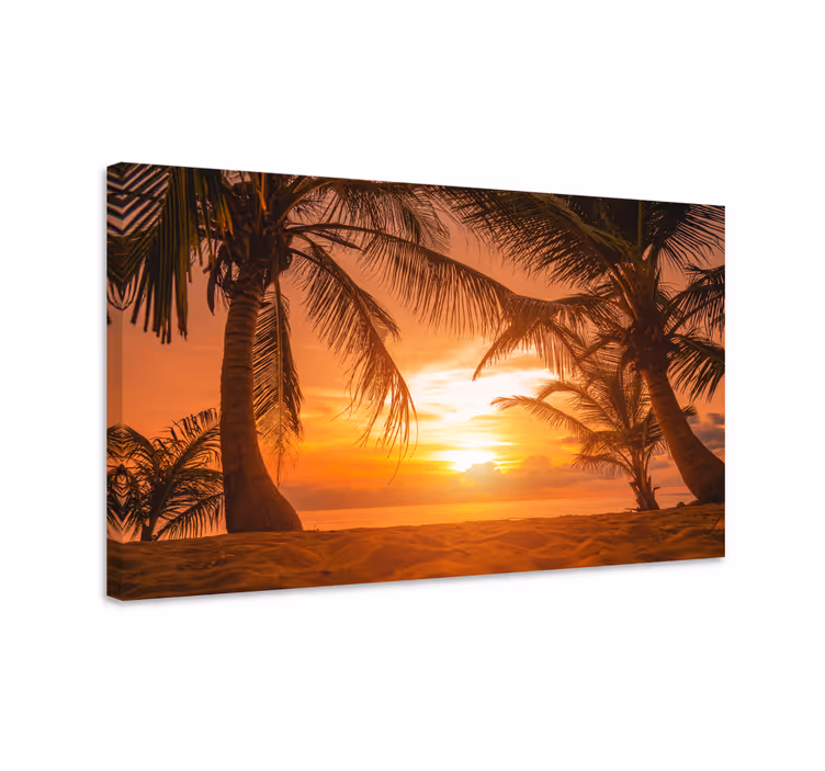 Canvas schilderij Zonsondergang op het strand - TenStickers