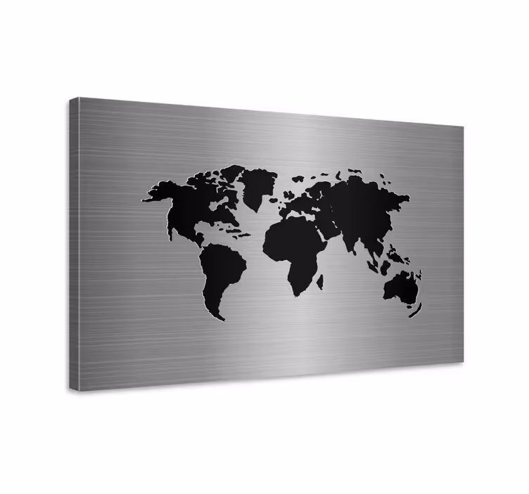 Wereldkaart canvas schilderij zwarte wereldkaart - TenStickers