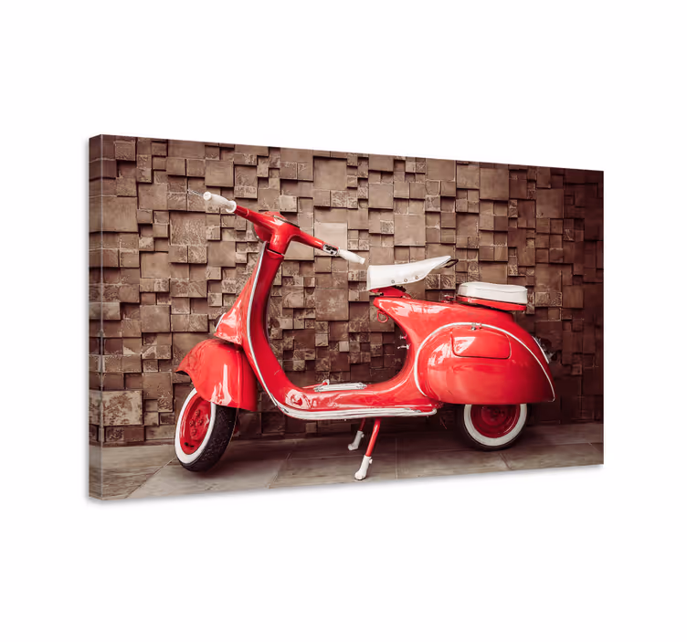 Vintage canvas schilderij Rode motor - TenStickers
