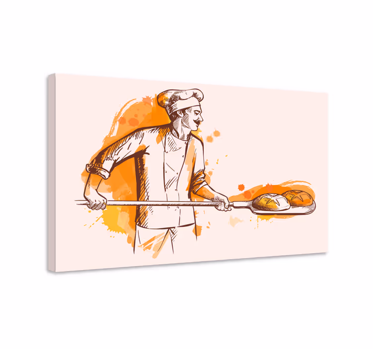 Canvas stilleven en fruit bakker met brood - TenStickers
