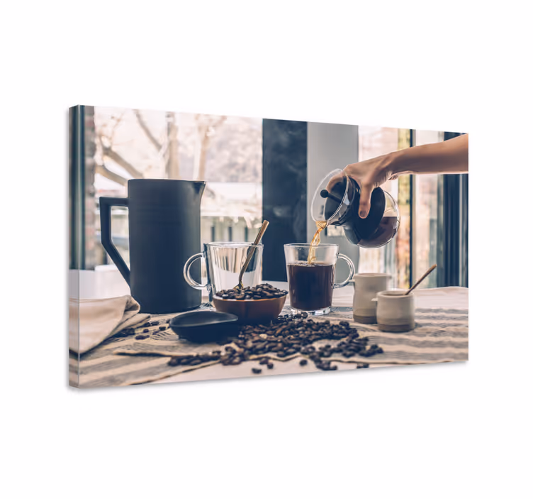 Koffie schenk ritueel Ornament canvas schilderij - TenStickers