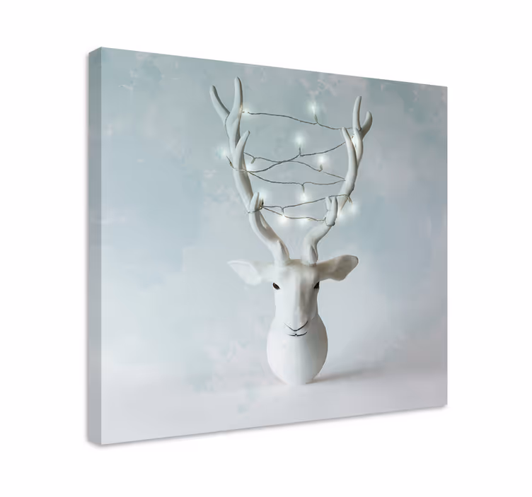 Canvas schilderij herten met gewei display - TenStickers