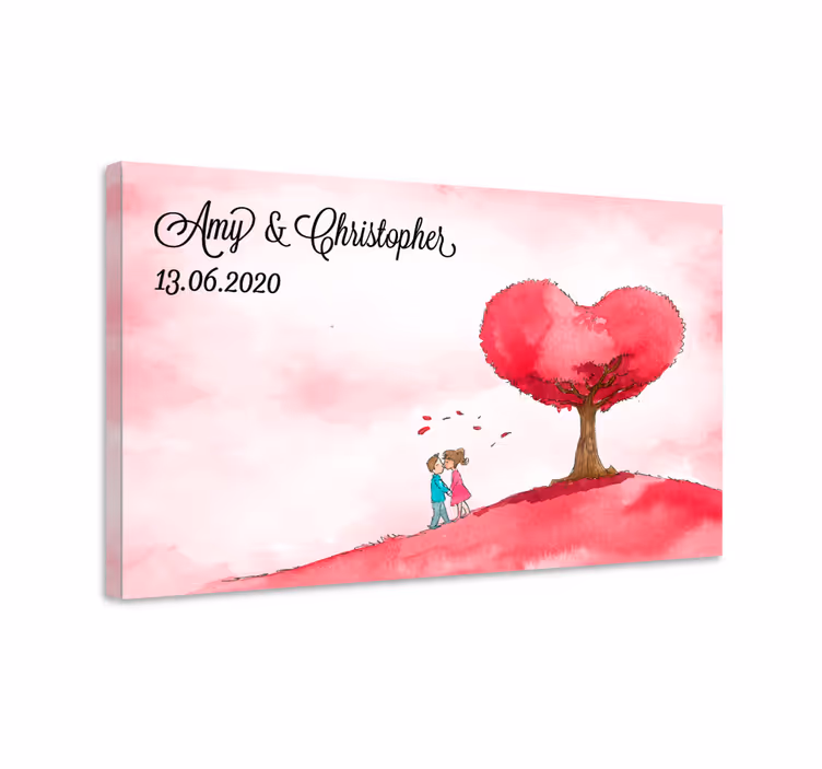 Canvas schilderij rustiek hartboom liefde - TenStickers