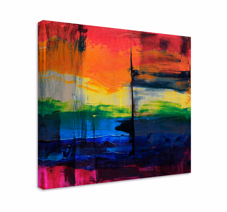 Canvas schilderij abstract levendige kleuren strepen - TenStickers