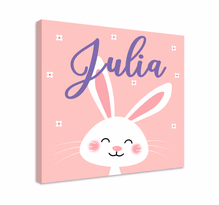 Canvas schilderij baby's gelukkige konijn karakter - TenStickers
