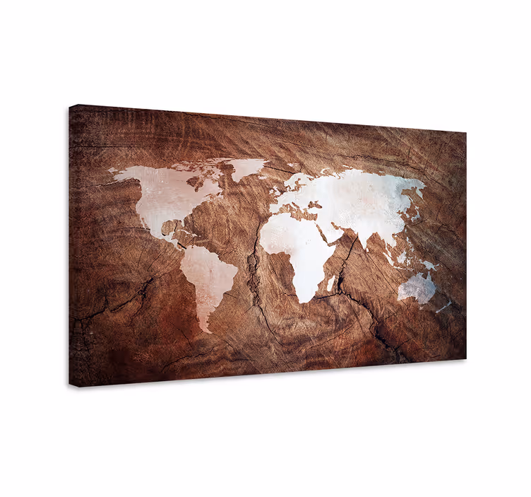 Wereldkaart canvas schilderij continentenkaart - TenStickers