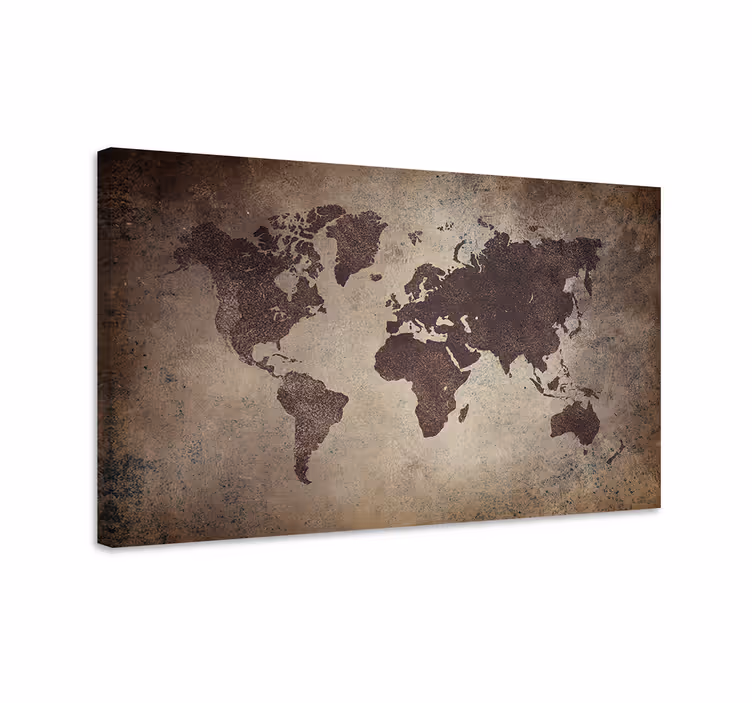 Wereldkaart canvas schilderij retro globe kaart - TenStickers