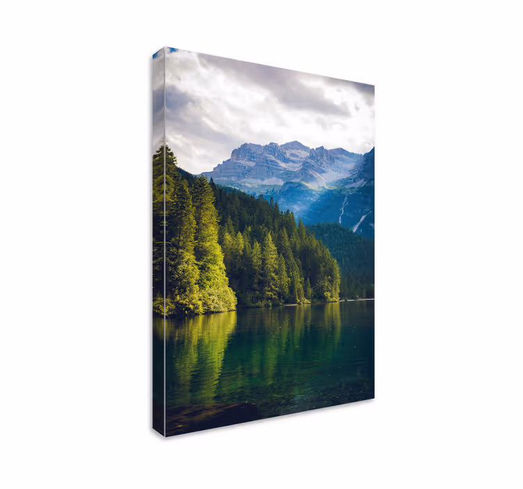 Canvas landschap bergreflectie rust - TenStickers