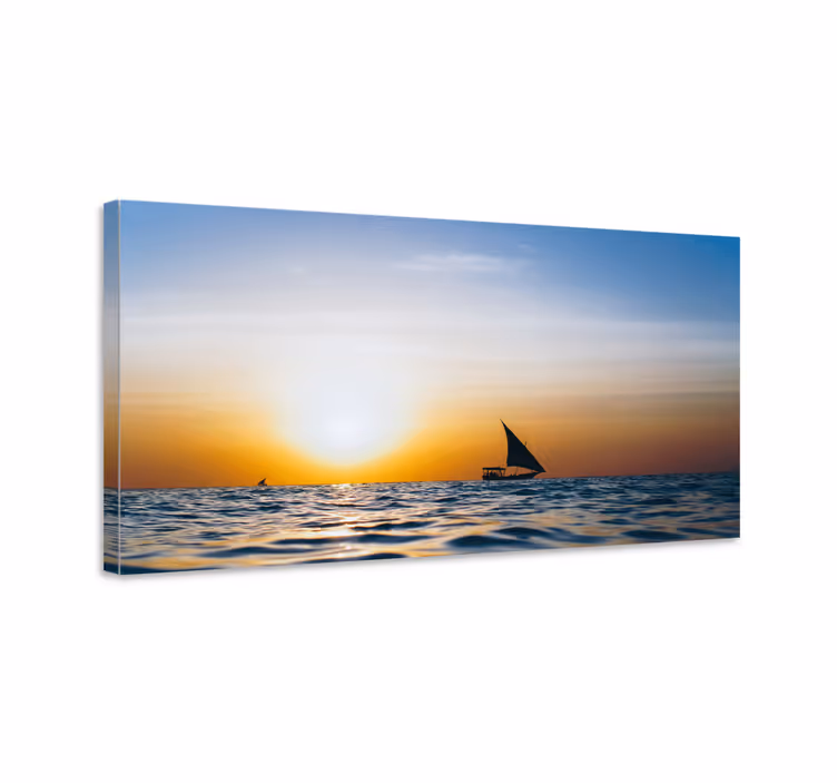 Zeilen bij zonsondergang Canvas landschap - TenStickers