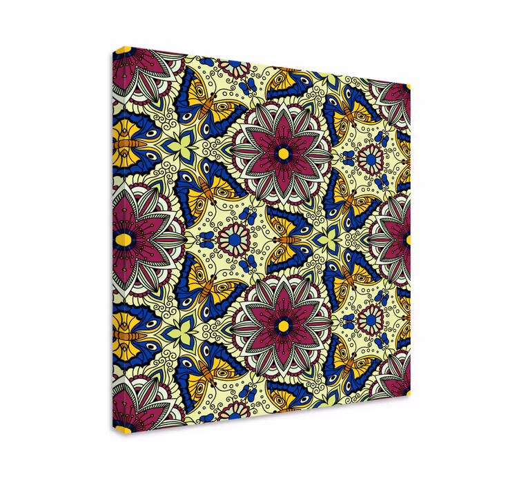 Canvas schilderij bloemen en planten vlindermotief - TenStickers