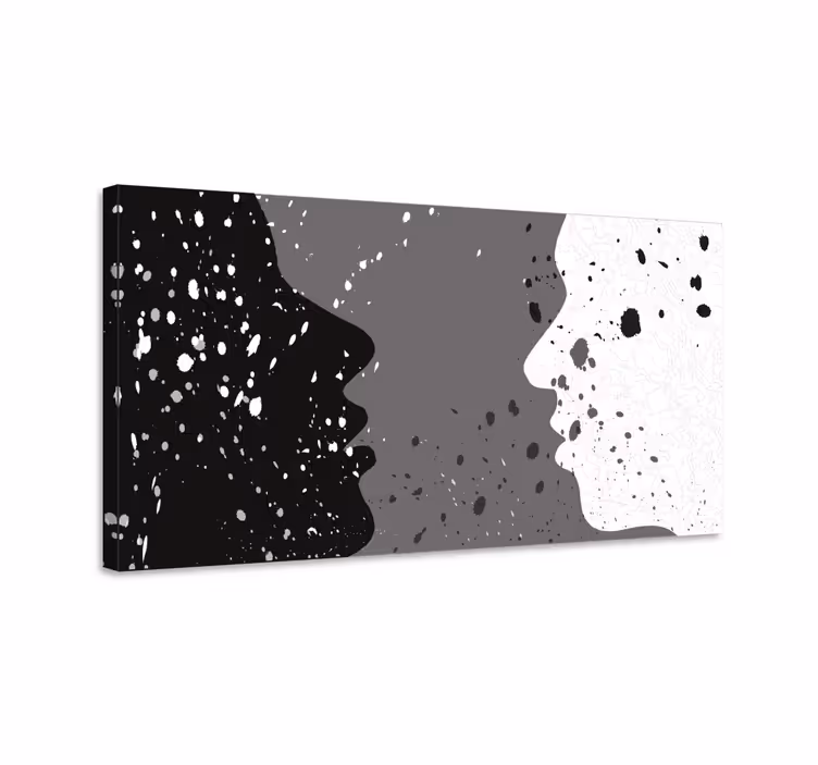 Canvas schilderij mensen Wit en donker half gezicht - TenStickers