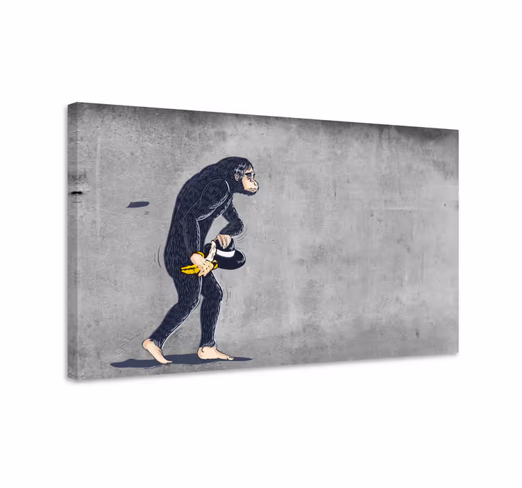 Speelse aap die bananen draagt Canvas schilderij dieren - TenStickers