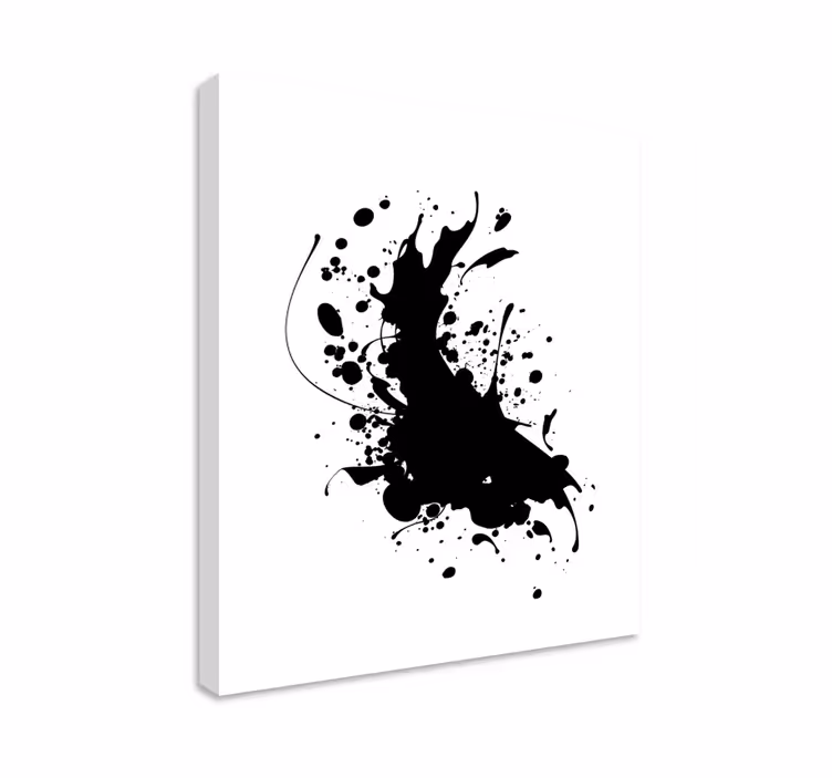 Canvas schilderij abstract dynamische zwarte spetter - TenStickers