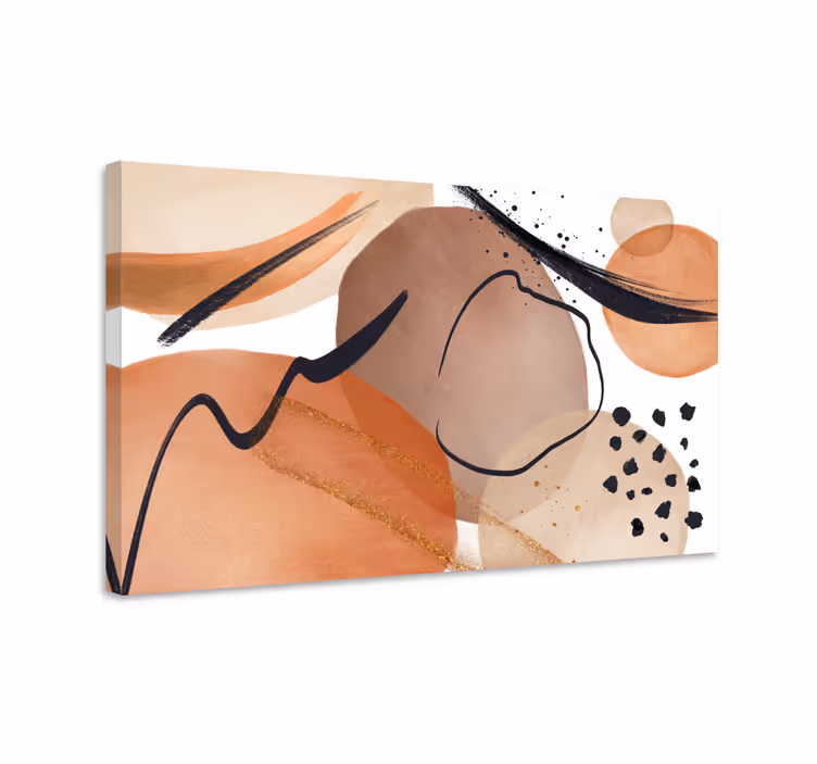 Bruine vloeibare vormen Canvas schilderij abstract - TenStickers