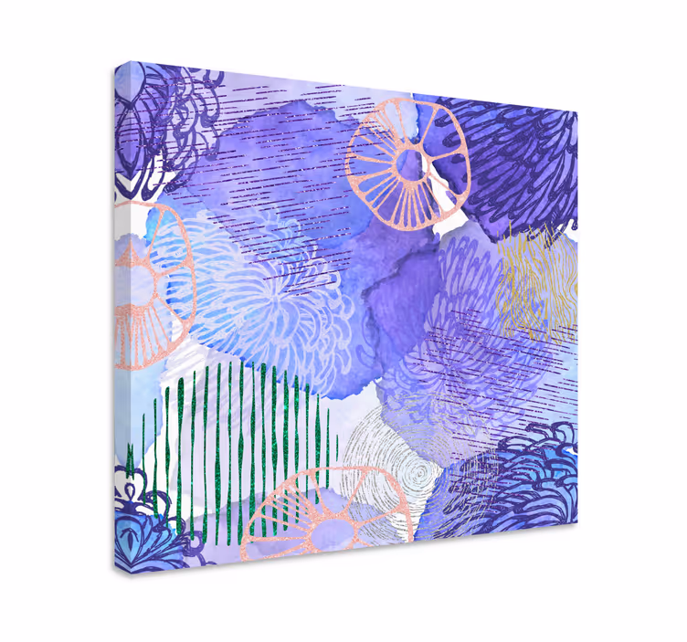 Canvas schilderij bloemen en planten paarse bloemenpatronen - TenStickers
