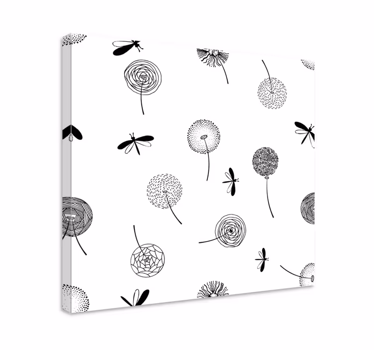Canvas schilderij bloemen en planten libellen en bloemen - TenStickers