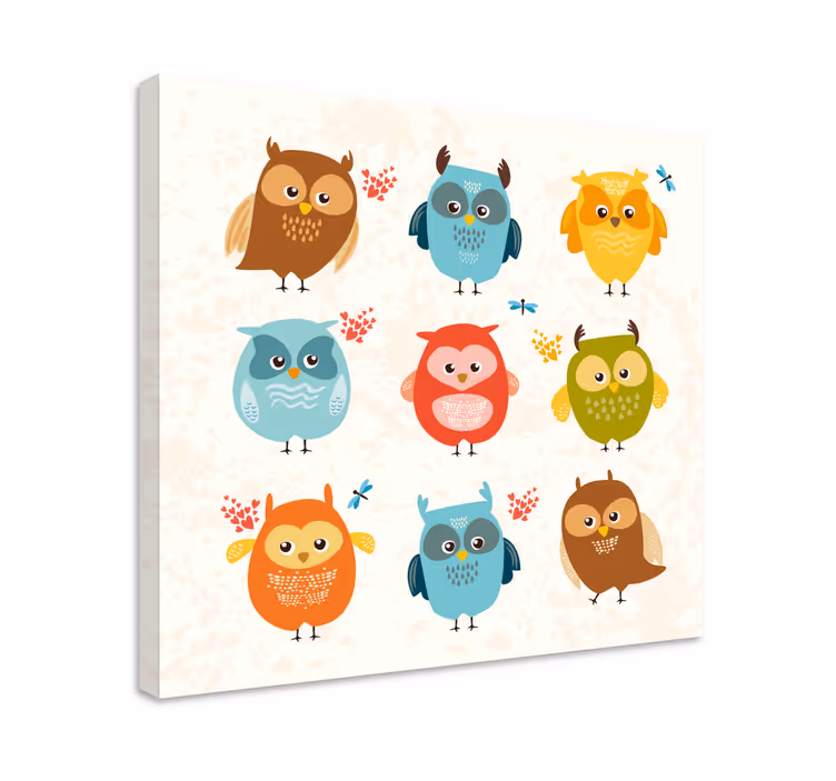 Canvas schilderij dieren schattige uilen collectie - TenStickers