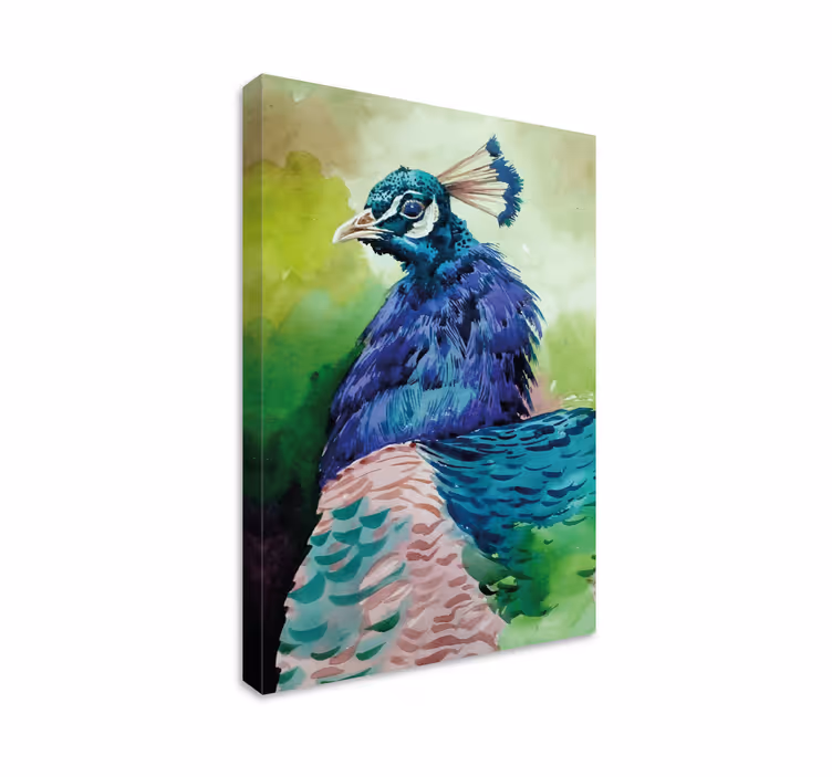 Canvas schilderij vogels majestueus pauwenportret - TenStickers