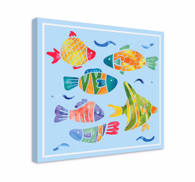 Canvas schilderij vis kleurrijk waterleven - TenStickers