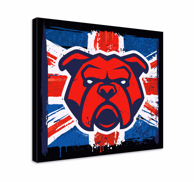 Bulldog britse vlag Canvas schilderij hond - TenStickers