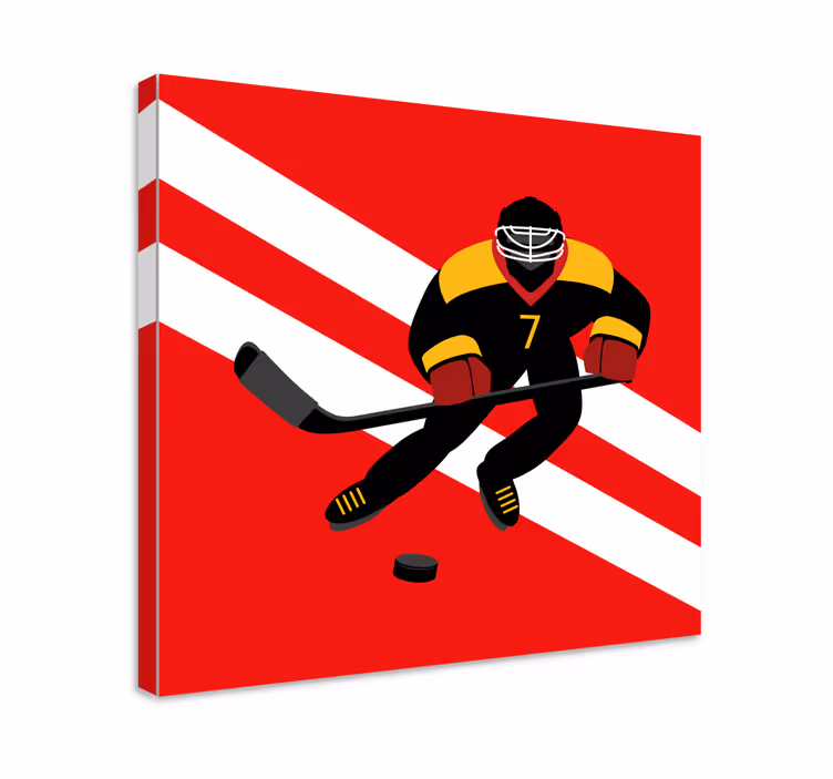 Canvas schilderij mensen Rood en geel ijshockey - TenStickers