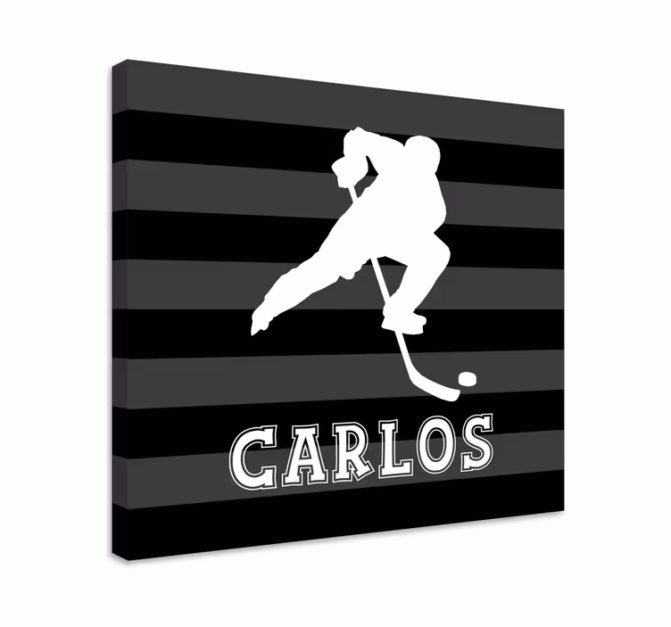 Hockeyspeler met naam canvas schilderij sporten - TenStickers