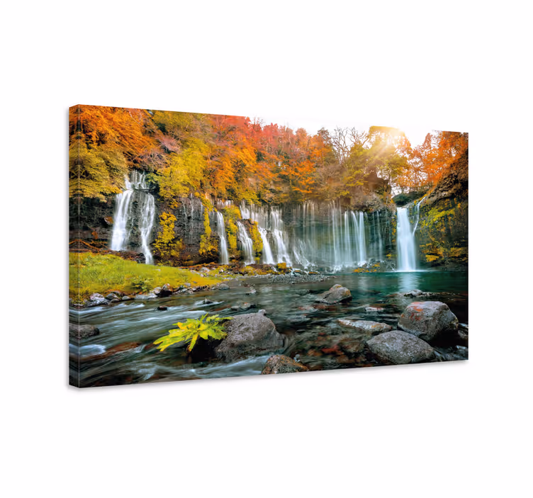 Canvas landschap waterval in de herfst - TenStickers