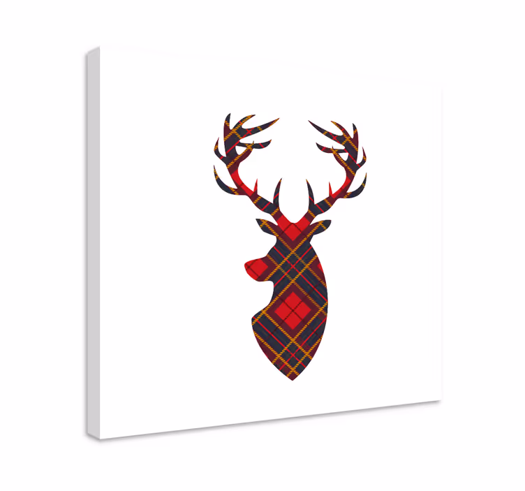 Canvas schilderij herten plaid hertenhoofd - TenStickers