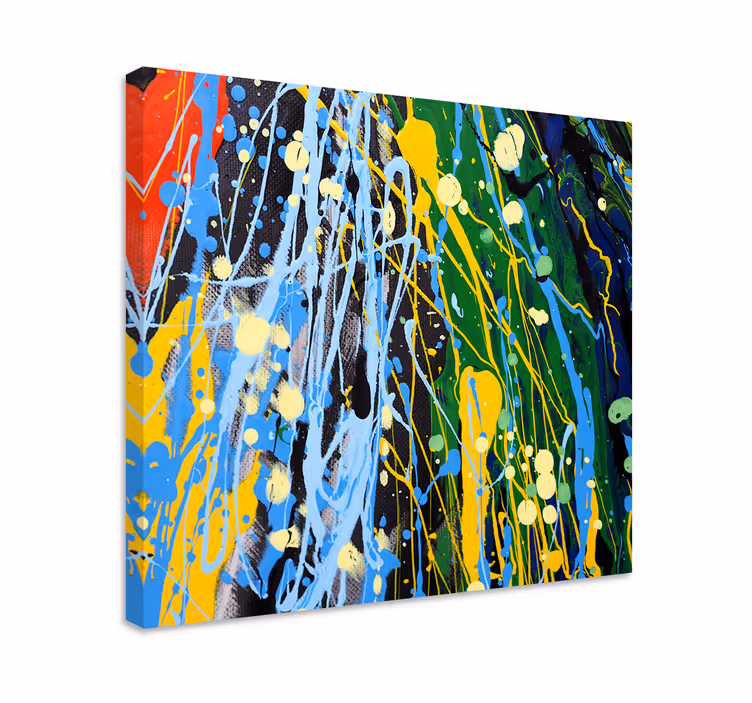 Canvas schilderij abstract levendige kleuren spetters - TenStickers