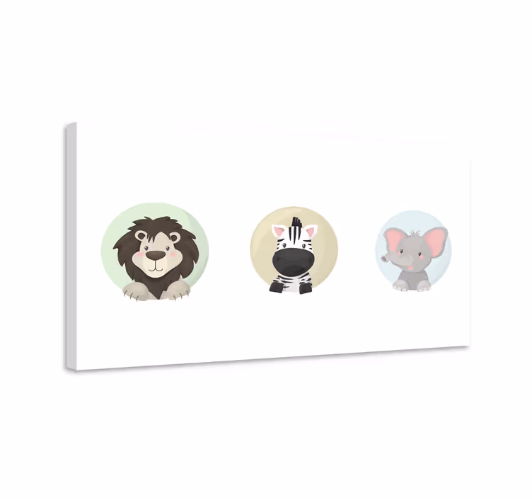 Canvas schilderij baby's Dieren ingesteld - TenStickers