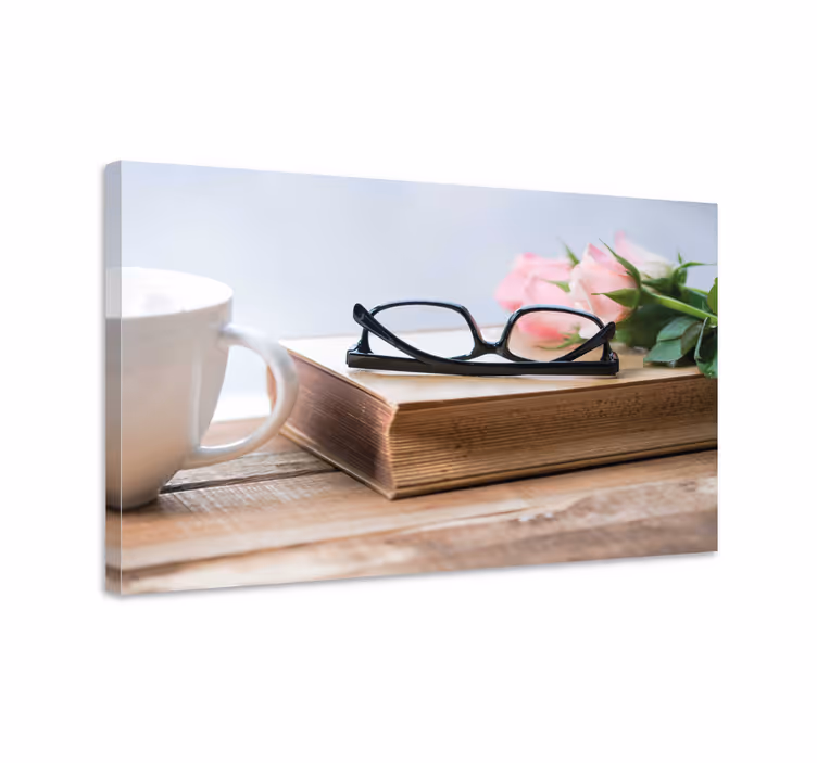 Canvas schilderij bloemen en planten koffie en rozen - TenStickers