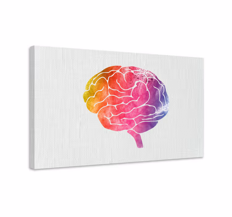Canvas schilderij tekst kleurrijke brein kunst - TenStickers