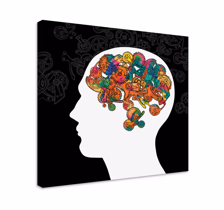 Canvas schilderij abstract kleurrijk mechanisch brein - TenStickers