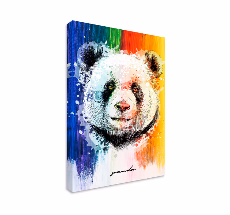 Canvas schilderij dieren kleurrijk pandaportret - TenStickers
