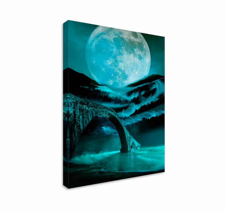 Canvas landschap maanverlichte brug landschap - TenStickers