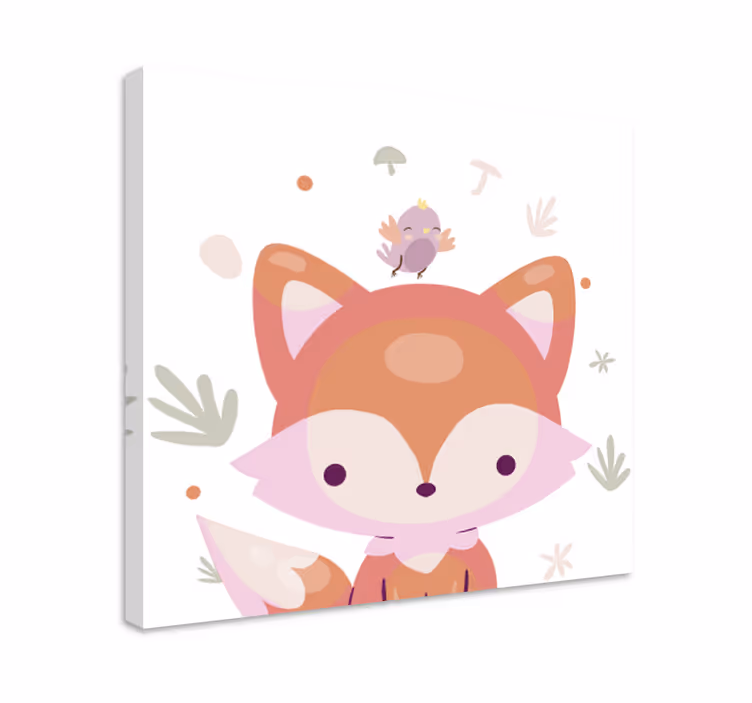 Canvas schilderij dieren schattig vos ontwerp - TenStickers