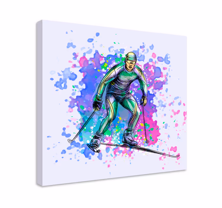 Canvas schilderij sporten ski actie scène - TenStickers