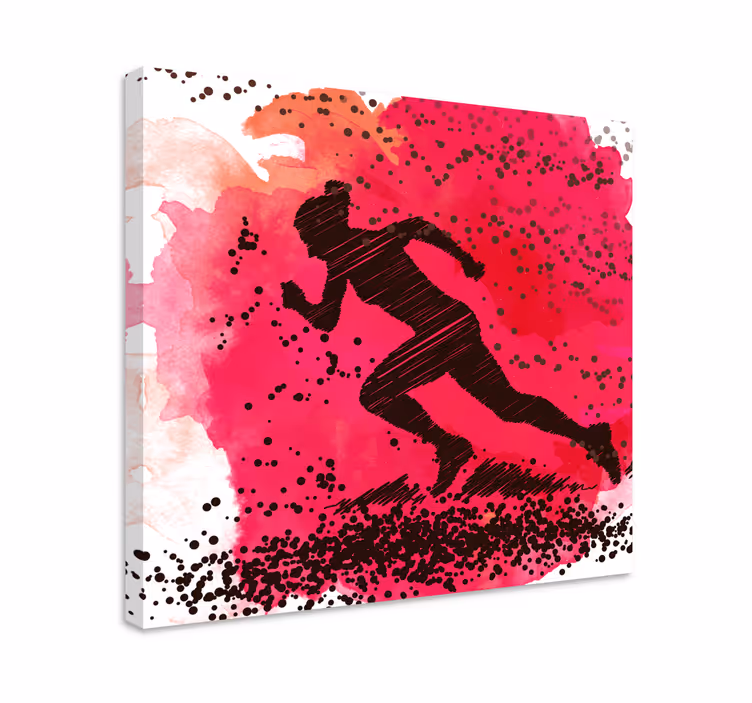 Canvas schilderij sporten dynamische hardloper silhouet - TenStickers