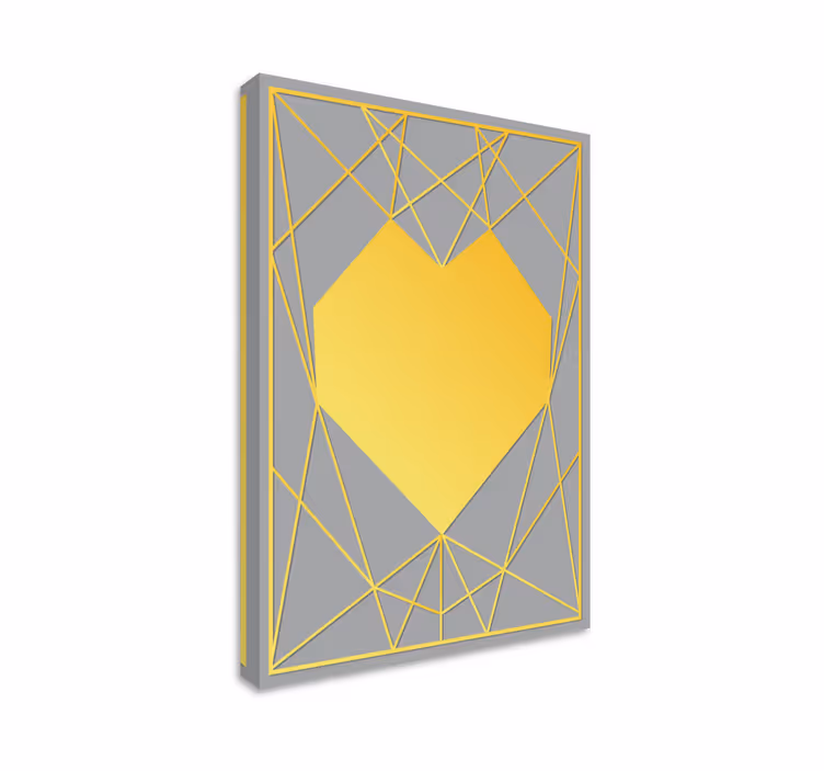 Geometrisch canvas schilderij gele hart geometrie - TenStickers