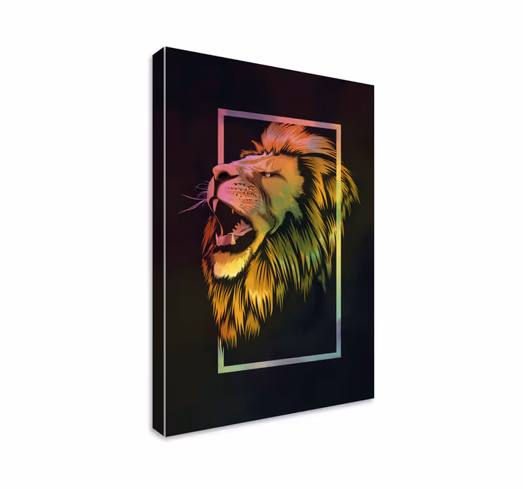 Canvas schilderij andere dieren majestueuze leeuwenkreet - TenStickers