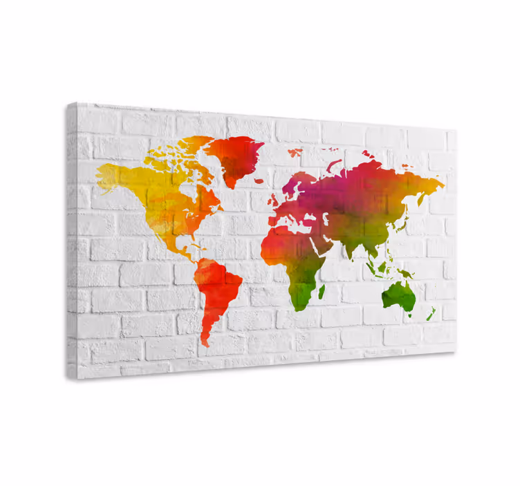 Wereldkaart canvas schilderij kleurrijke wereldkaart - TenStickers