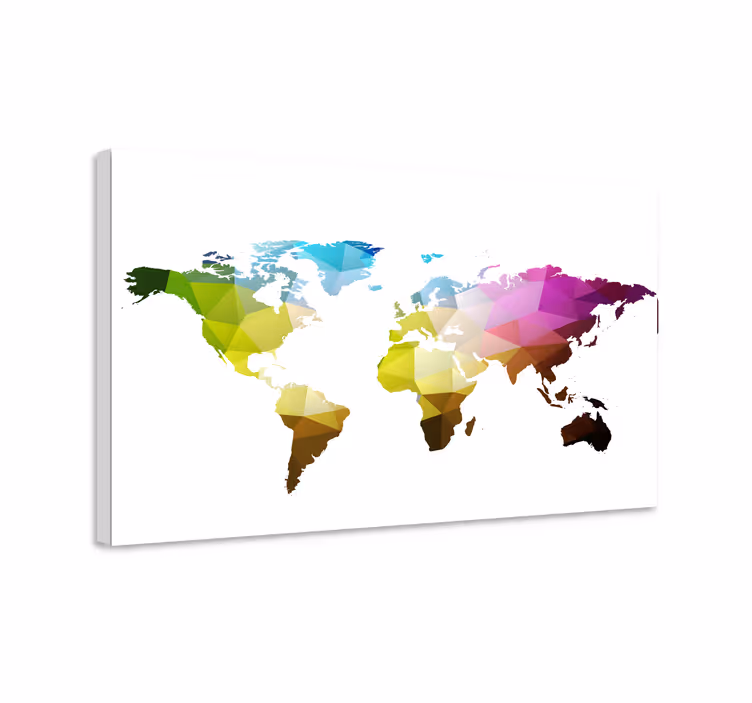 Wereldkaart canvas schilderij geometrische wereldkaart - TenStickers