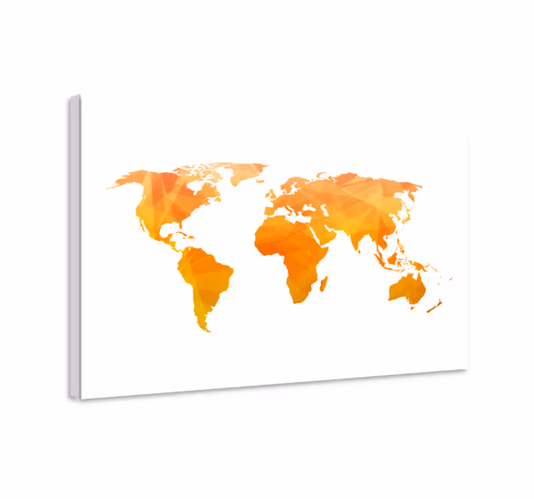 Wereldkaart canvas schilderij abstract geometrische wereld - TenStickers