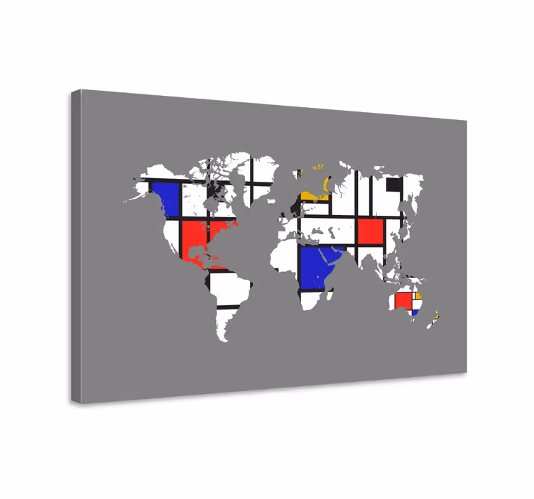 Wereldkaart canvas schilderij wereldkaart samenstelling - TenStickers