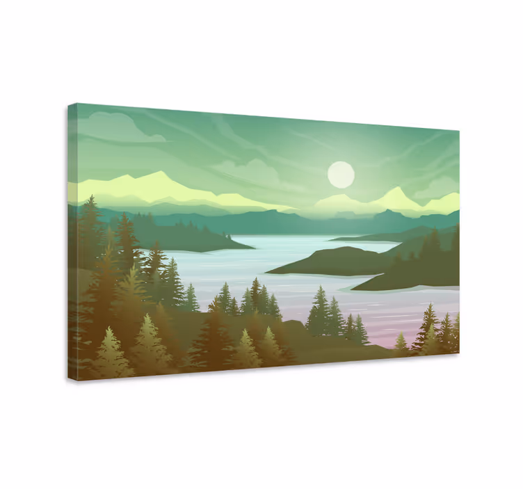 Canvas schilderij bomen Rivier en natuur - TenStickers