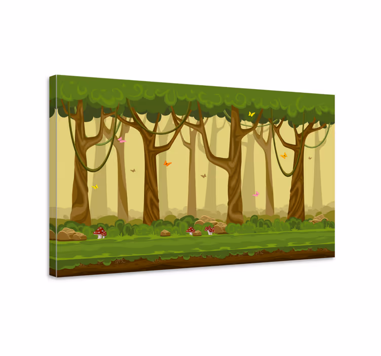 Canvas bomen weelderige bos scene - TenStickers