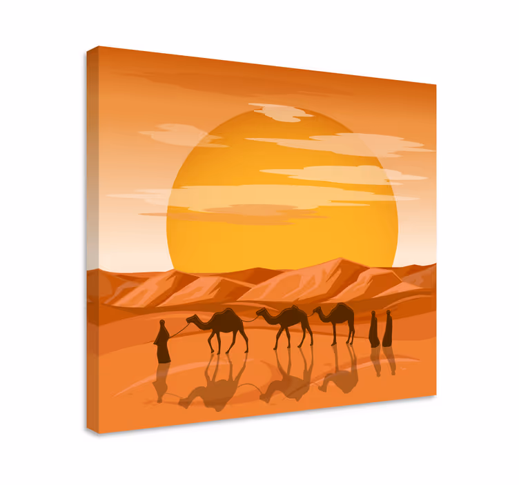 Canvas landschap zonsondergang in de woestijn - TenStickers